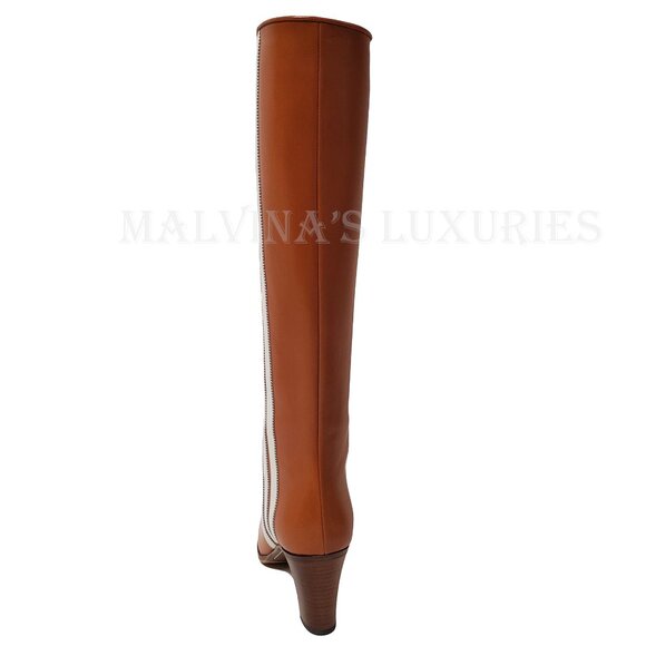 GUCCI BOOTS ADIDAS X KNEE HIGH STRIPE BROWN LEATHER  sz 38 8 US - Picture 12 of 16